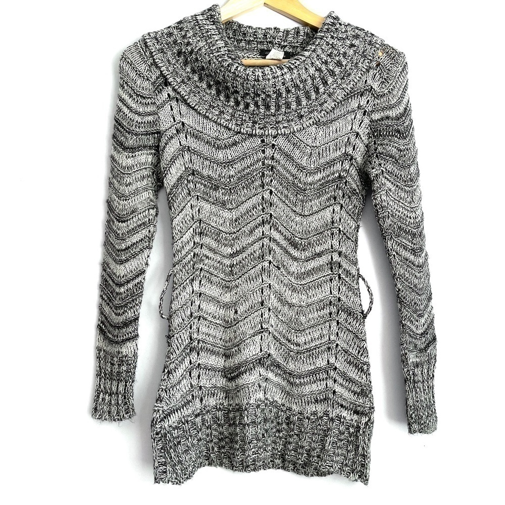 3/$20 ❤️ SEDUCTION Marble Black Cowl Neck Knit Sweater US S